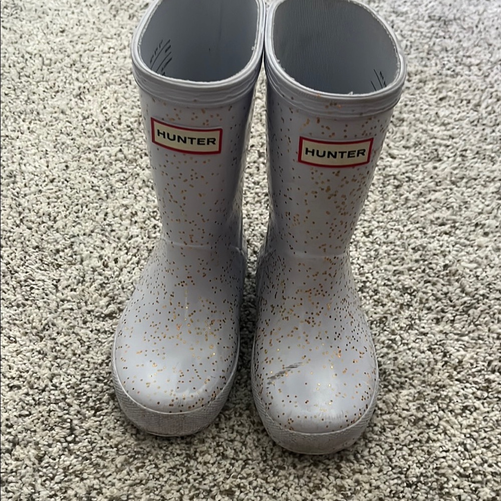 Hunter Gray and Gold Rain & Snow Boots with Metallic Sheen